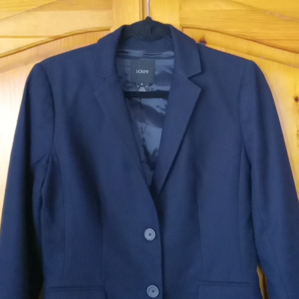 J. Crew Women's Black Classic Fitted Cotton Blazer Jacket 2 - Picture 2 of 14